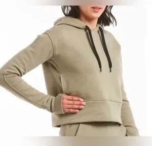 PUBLIC REC Luxe Fleece Cropped Hoodie Tan Beige Cream XL
